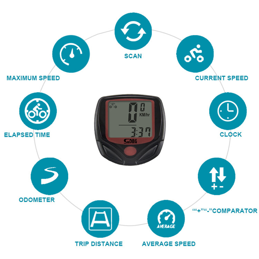 548B Waterproof MTB Bike Wire Speedometer Cycling Digital LCD Display Stopwatch Timer Odometer