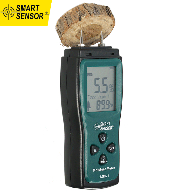 SMART SENSOR Handheld Mini Wood Moisture Meter Digital LCD Lumber Damp Meter Detector Tester 2 Pin Probe Range 2%~70%