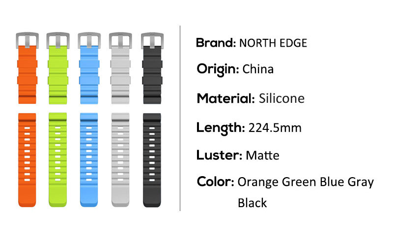 NORTH EDGE 24mm Silicone Strap For Apache3/ Gavia2/Range5