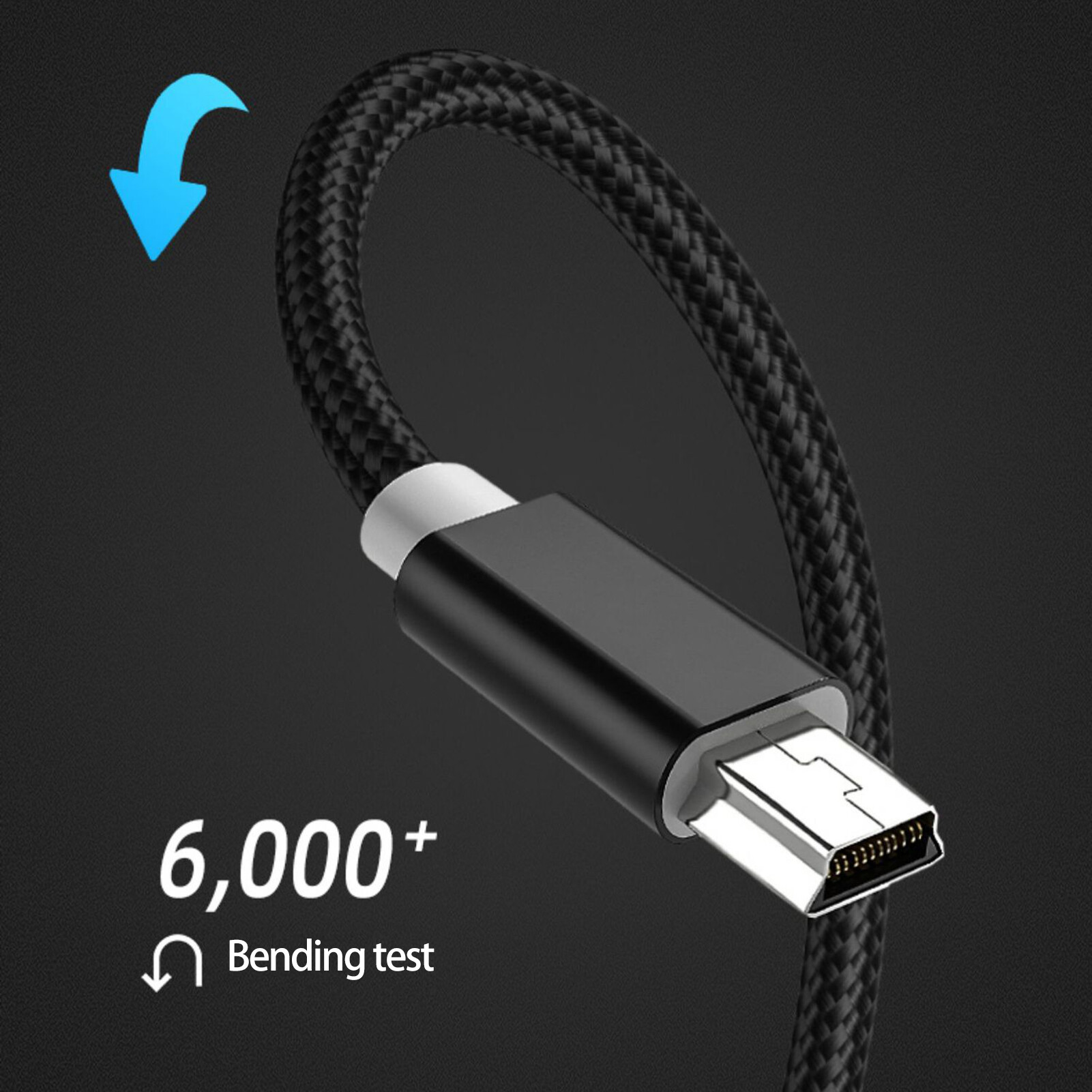 Data Cable High-speed Transfer Shielding Stable Output Anti-winding Widely Compatible Charging Braided Wire Mini USB Data Transfers Charger Cable for MP3 MP4 Player Charger Cable Shielding