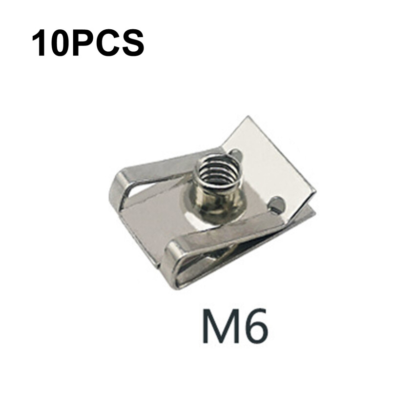 10pcs m4/m5/m6/m8 car spring steel u type clips with thread 8mm 5mm 6mm 4mm reed nuts for auto motorcycle atv moped