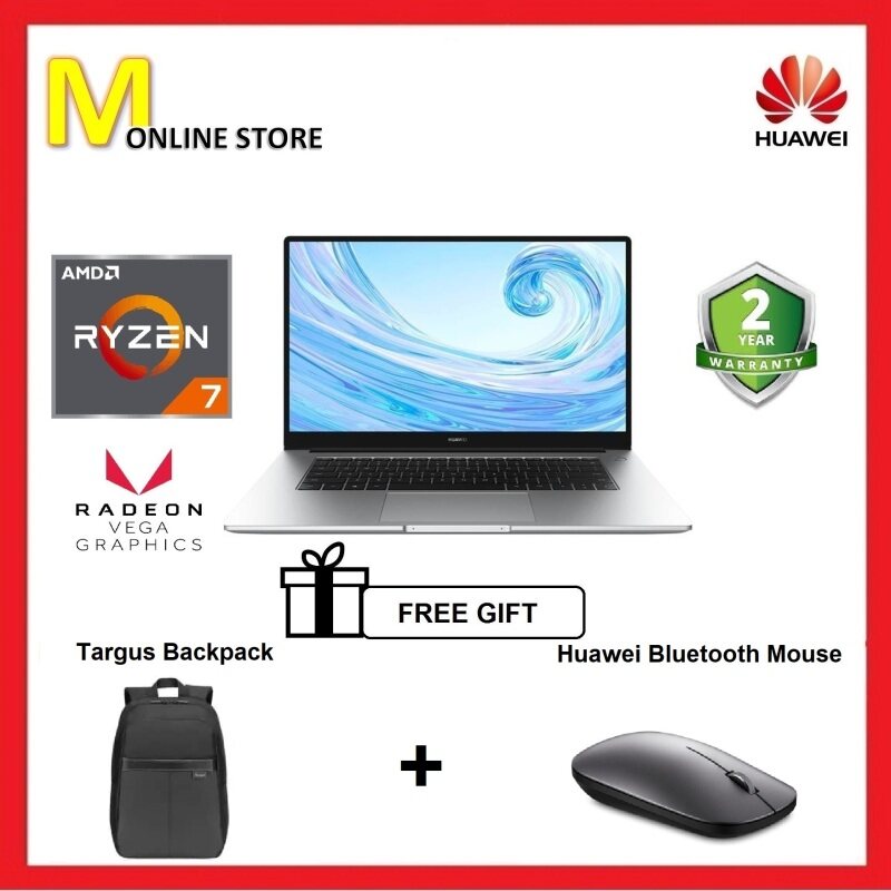 Huawei Matebook D 15 / D15 R7 (15.6 Screen Size, 8GB RAM+512GB SSD) - Original Huawei 2 Years Warranty(Targus Wireless Mouse +Targus Backpack ) Malaysia