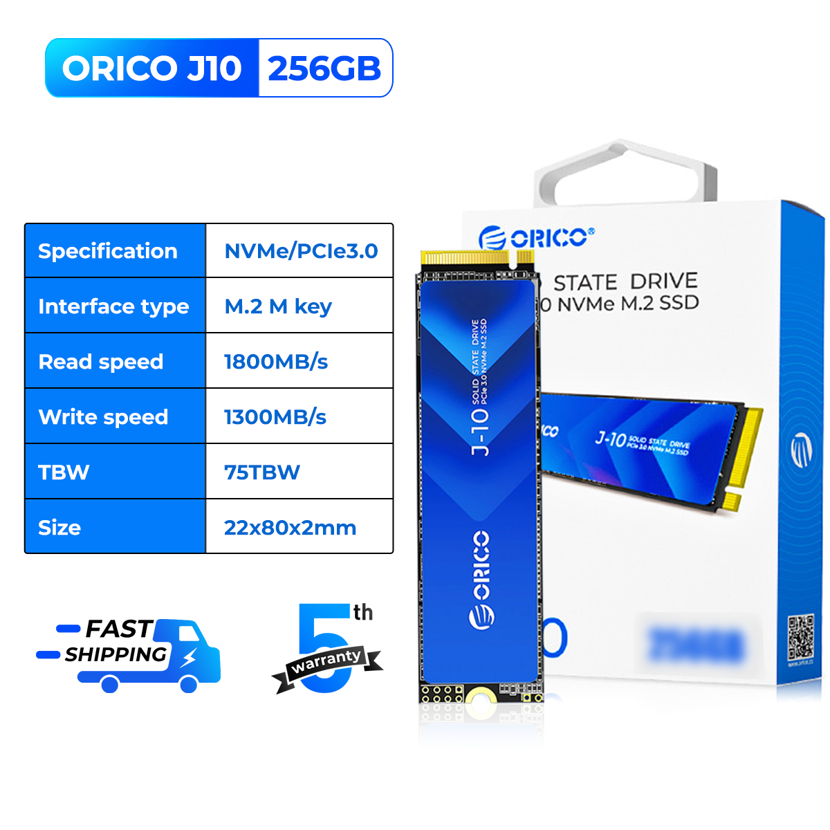 ORICO PCIe3.0 Gen3x4 M.2 NVMe SSD with Heatsink Up to 3100MB/s 512GB/1TB/2TB 2280 Internal Solid State Drive SLC for Laptop PC Desktops -J10