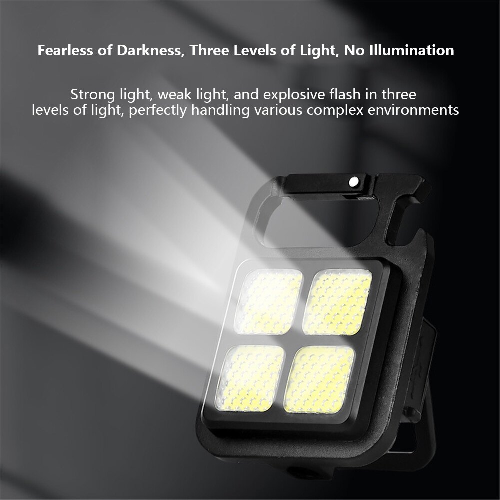 Flashlight Usb Rechargeable Torch Light Keychain Led Working Lamp Highlight Cob Light Outdoor Camping Lighting Light