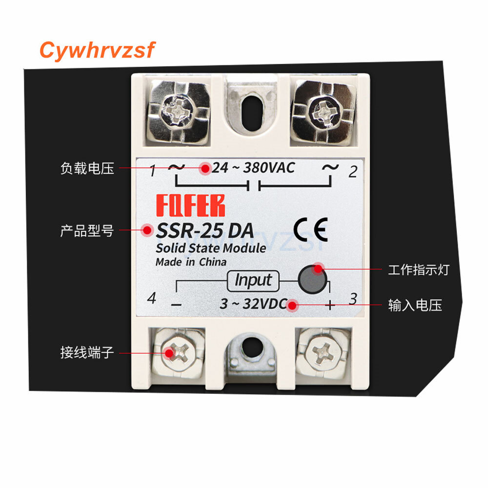 SSR-10DA SSR-25DA SSR-40DA 10A 25A 40A Solid State Relay Module 3-32V Input DC 24-380V AC Output High Quality