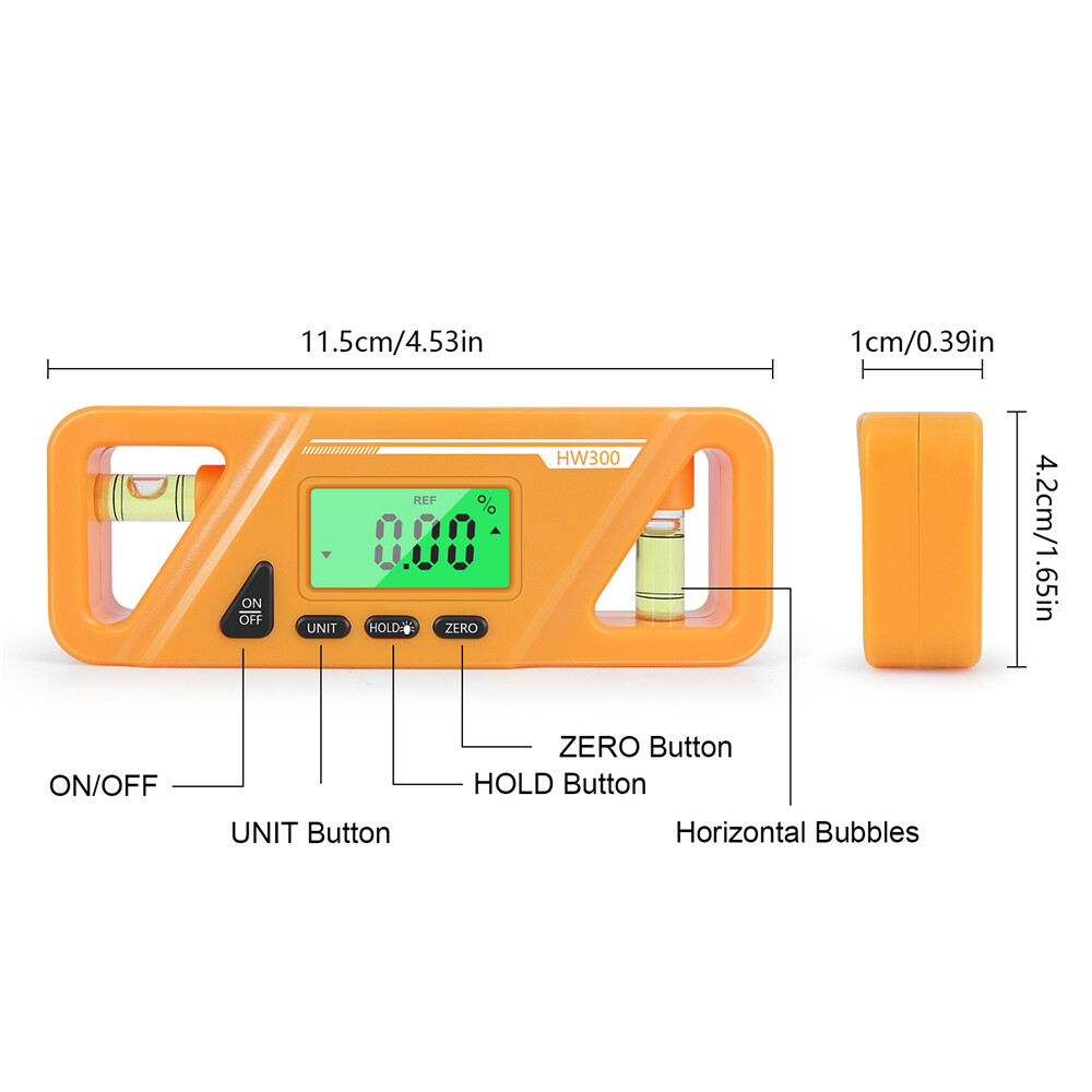 HW-300 90 Degree Ruler Digital Display Inclinometer Level Meter Protractor Angle Meter Digital Protractor Inclinometer Level Meter Goniometer Measuring Inclinometer Magnet