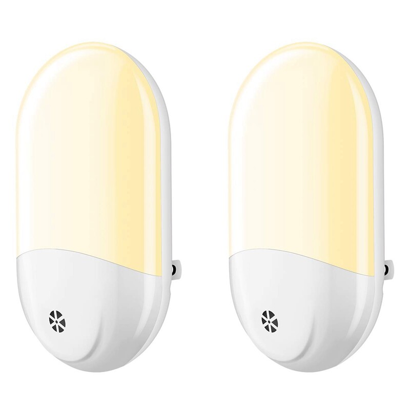 2pcs Led Wall Plug In Night Light Lamp With Automatic Sensor 2pcs Led Wall Plug In Night Light Lamp