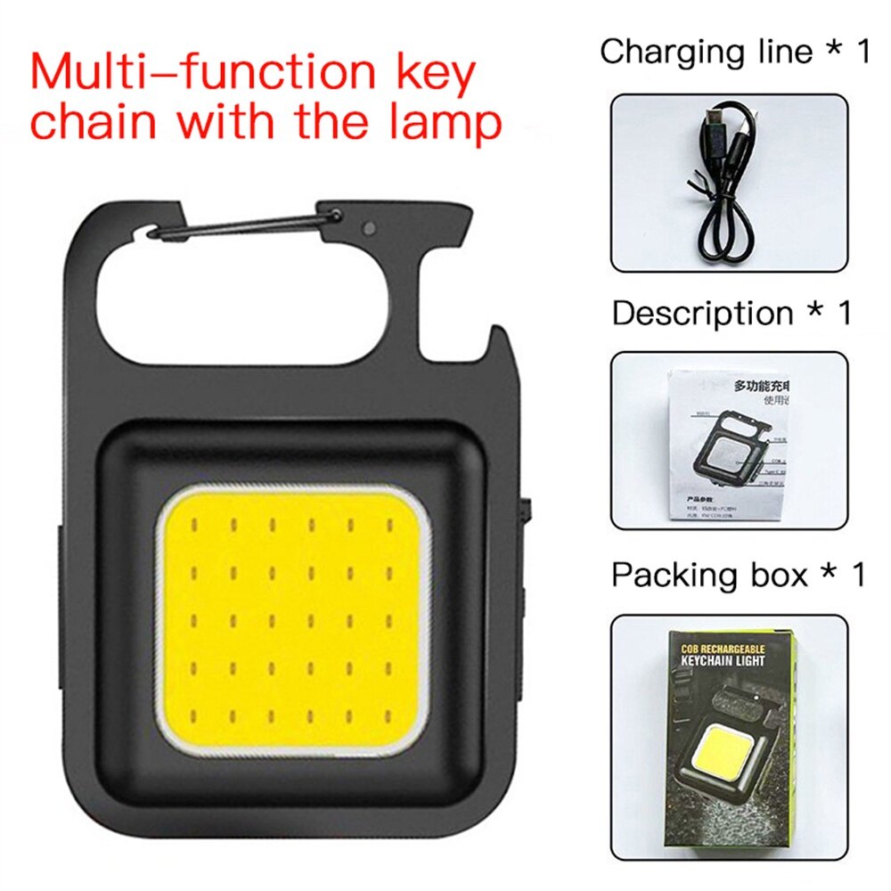 Flashlight Usb Rechargeable Torch Light Keychain Led Working Lamp Highlight Cob Light Outdoor Camping Lighting Light