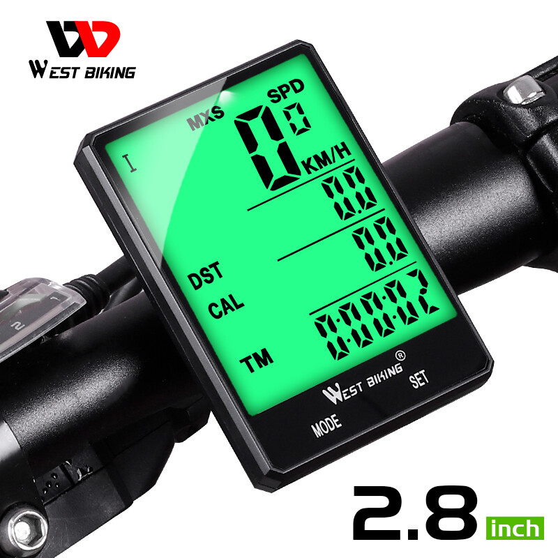 Đồng Hồ Bấm Giờ WEST BIKING 2.8 Cho Xe Đạp, Đồng Hồ Điện Tử Có Dây Màn Hình Lớn Chống Mưa Đo Vận Tốc