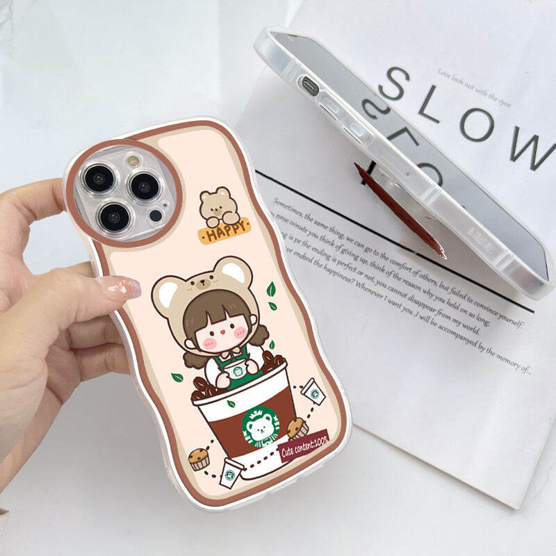 PMP Casing Case For Samsung Galaxy Note 10 Note 10 Plus Note 10 Plus 5G Note 20 Note 20 Ultra (With Free Holder) Fashion Soft Wavy Phone Case Lovely Girl Cartoon Shockproof Cellphone Casing Full Cover Camera Protection
