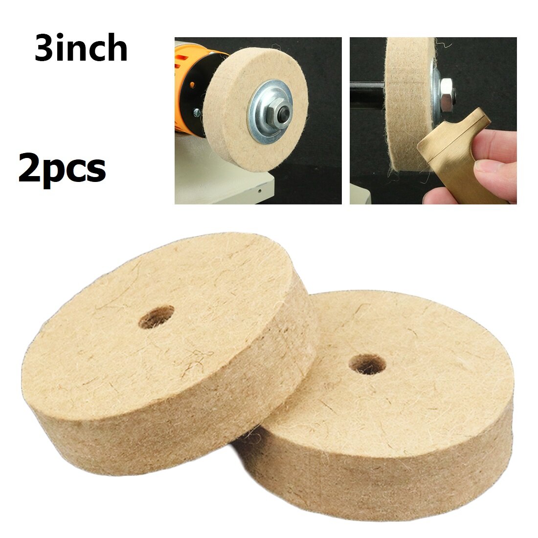 2x Set 3 Wool Felt Buffing Wheel Polisher Pad For Copper Polishing Power Tools