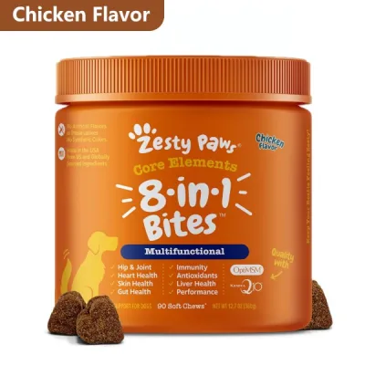 Zesty Paws, 8-In-1 Multifunctional Bites for Dogs, Everyday Vitality, All Ages, Chicken Flavor, 90 Soft Chews, 12.7 oz (360 g)