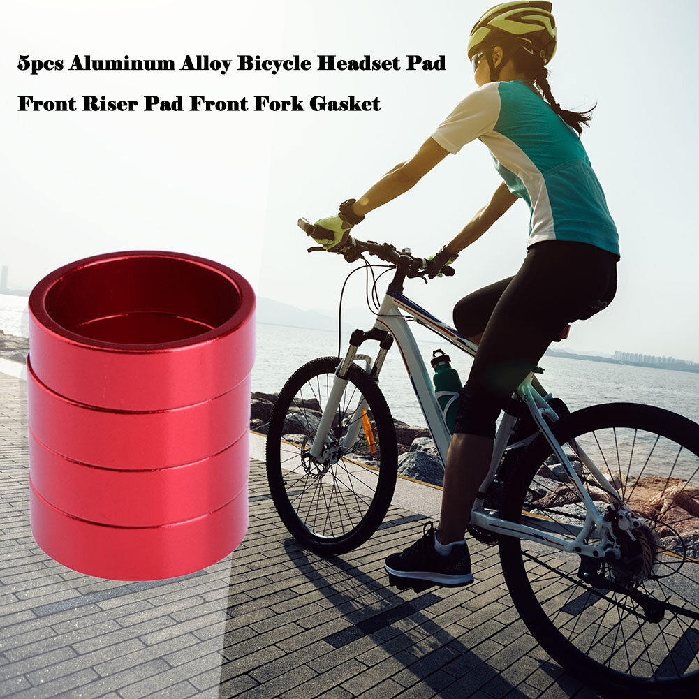 5pcs Aluminum Alloy Bicycle Headset Pad Front Riser Pad Front Fork Gasket