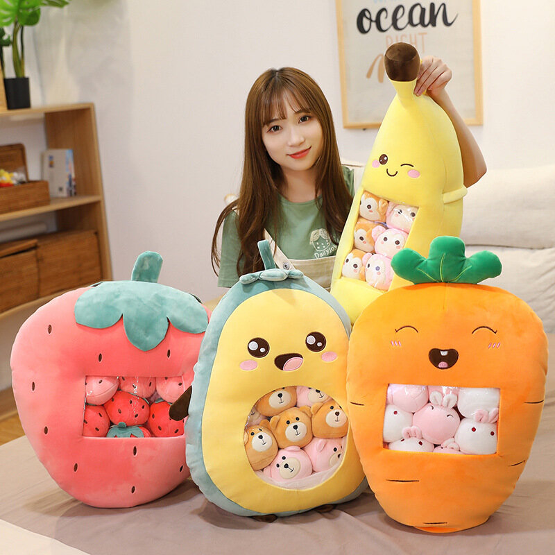 Multi-size Cute Soft Cartoon Creative Snack Fruit Pillow Plush Doll Stuffed Toy Sleeping Hug Pillow Kid Boy Girl Birthday Gift Home Decoration
