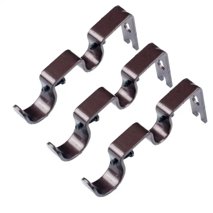 Loviver 3pcs Double Curtain Rod Wall Bracket Holder Attachment For