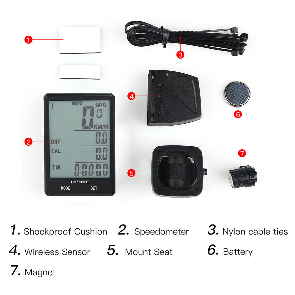 Wire-less Bicycle Speedometer 2.8in Waterproof LCD Display Computer Odometer with Backlight Multiple-function Wire-less Computer Odometer for Bike