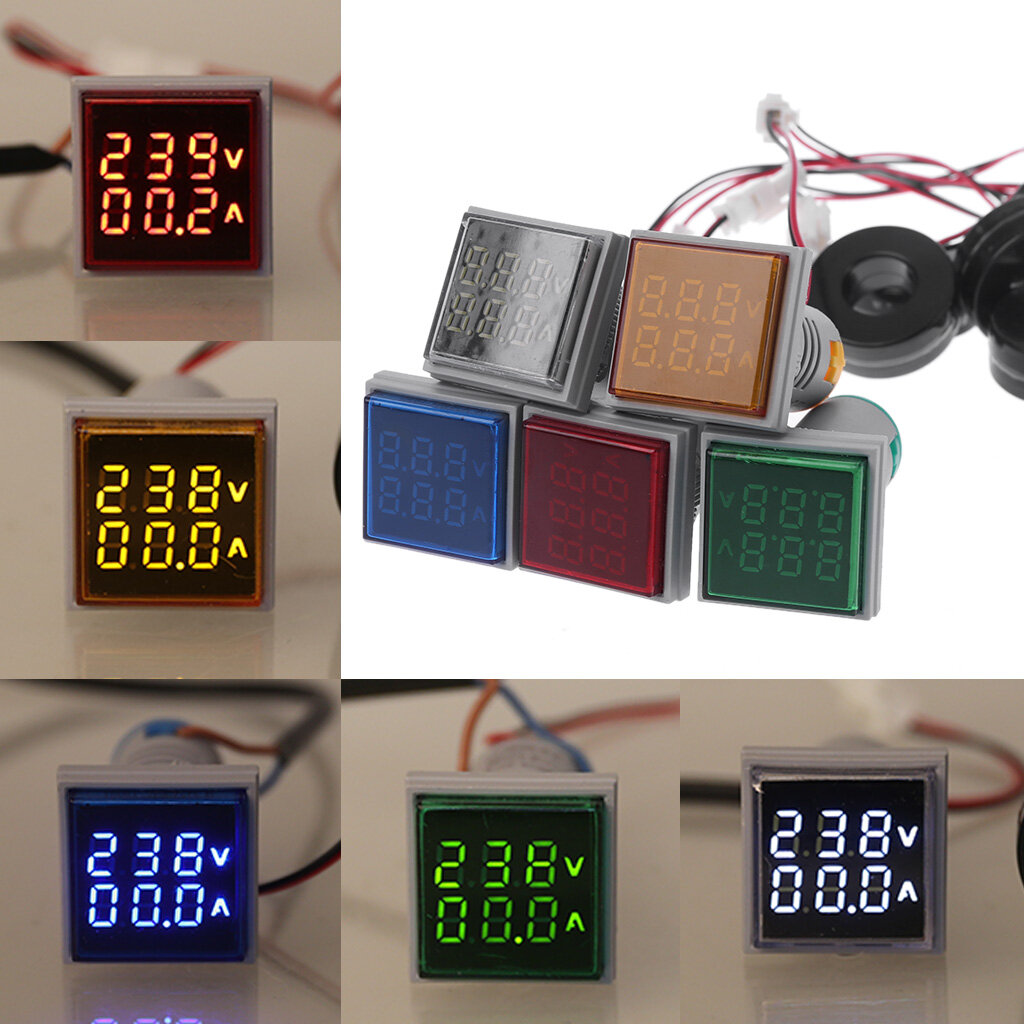 Kỹ Thuật Số LED Vôn kế Máy dò dòng điện hiển thị thời gian kép vôn kế bảng Ampe kế