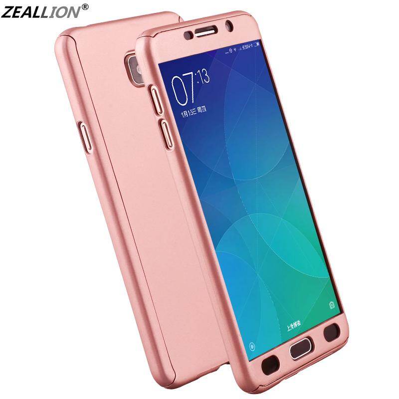 Zeallion Case For  Samsung Galaxy A510 A710 A320 A520 A3 A5 A7 2016 2017  Solid Color 360 Full Body Protective Case Hybrid PC Hard +Tempered Glass