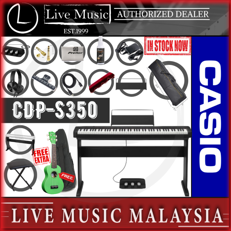 Casio CDP-S350 88-key Digital Piano *Big Sale* with Keyboard Stand, Keyboard Bench, Sustain Pedal, (CDPS350 / CDP S350) Malaysia