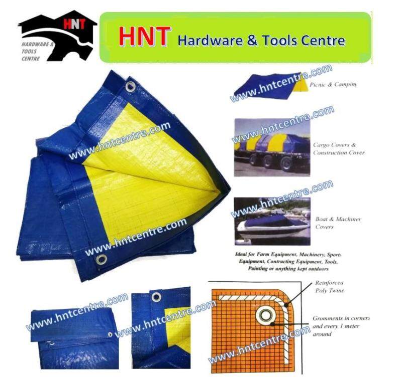 READY MADE 15FT X 20FT Tarpaulin Sheet Blue Orange Canvas Sheet/ Outdoor Construction Renovation Floor Cover Canopy Tent Side Wall Shield Waterproof UV Protection with Grommets Eyelets Kanvas Biru Oren