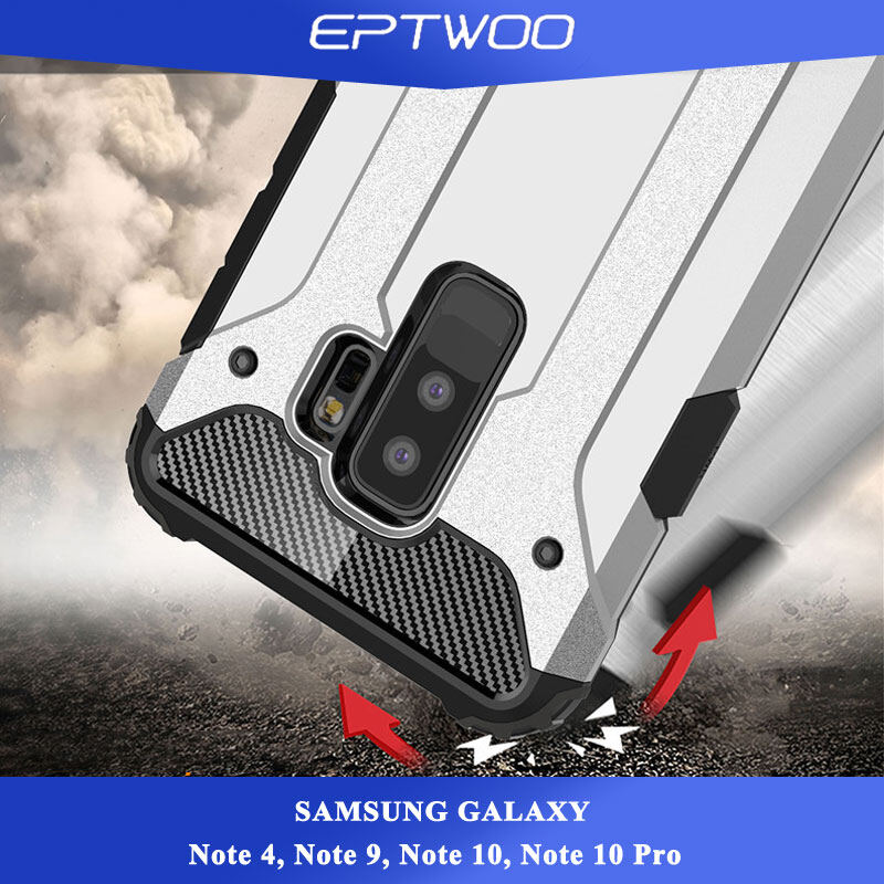 EPTWOO For Samsung Galaxy NOTE 4 Phone Case Slim Fit Rugged Hybrid Dual Layer Hard Shell Armor Protective Back Case Shockproof Cover JG-01