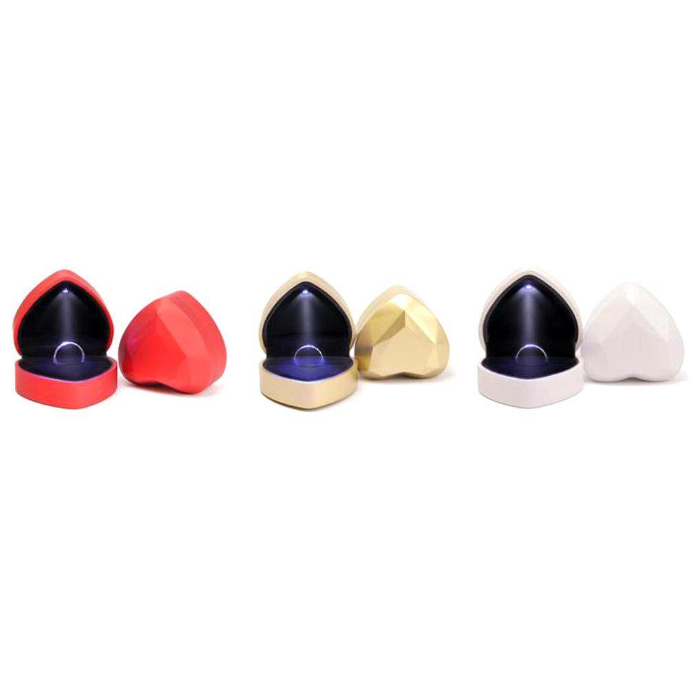 Heart Shape LED Light Ring Holder Box Proposal Wedding Band Display Storage Case