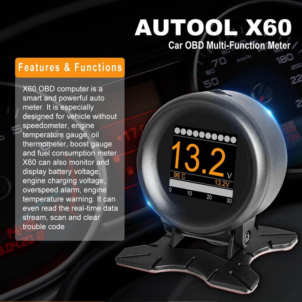 Máy Đo OBD AUTOOL X60, Đồng Hồ Đo Nhiệt Độ Nước Kỹ Thuật Số HUD OBD2 Điện Áp Tốc Độ Đồng Hồ