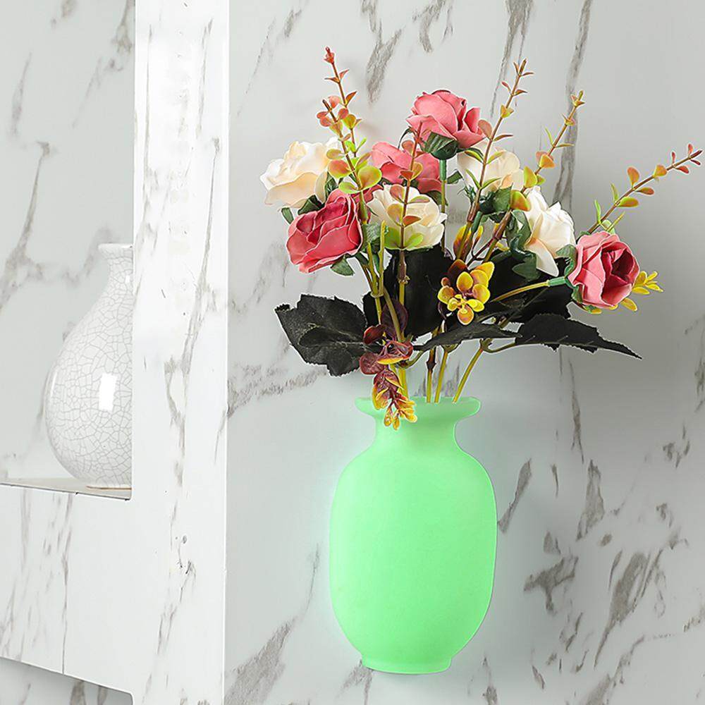 Flyupward Magic Silicone Hanging Flower Vase Planters Stick On The Wall Removable Sticky Mounted Plant Pot For Indoor Outdoor Wedding Festival