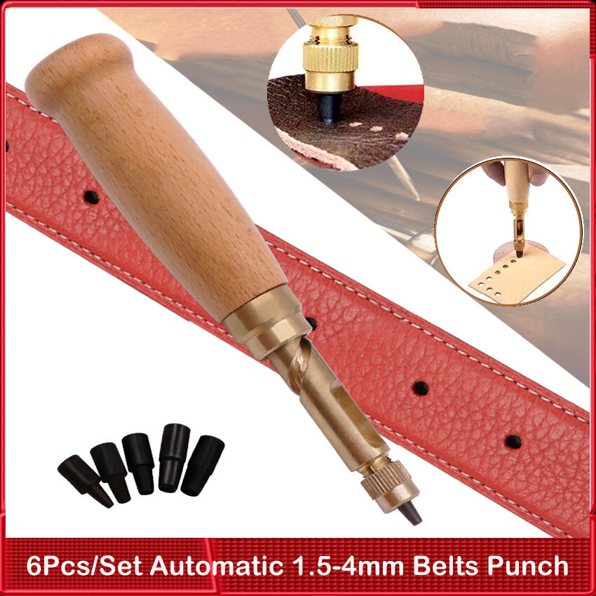 6 Cái/bộ Máy Đục Lỗ Thắt Lưng Tự Động 1.5-4Mm Máy Đục Lỗ Xoay Câm Dài Có Thể Thay Thế, Dụng Cụ Làm Đồ Da Thủ Công