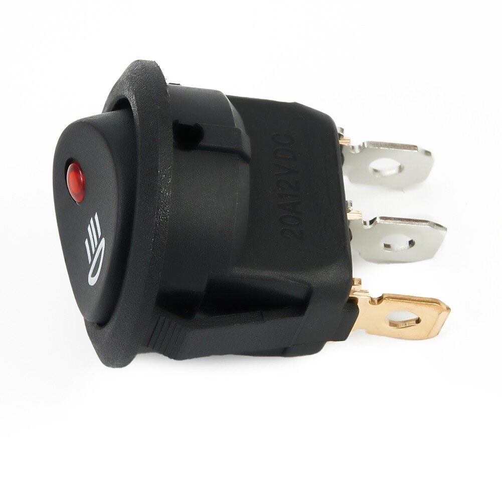 Switch On Off Round Rocker Switch 12V Red Led 23mm ABS Plastic Black Red