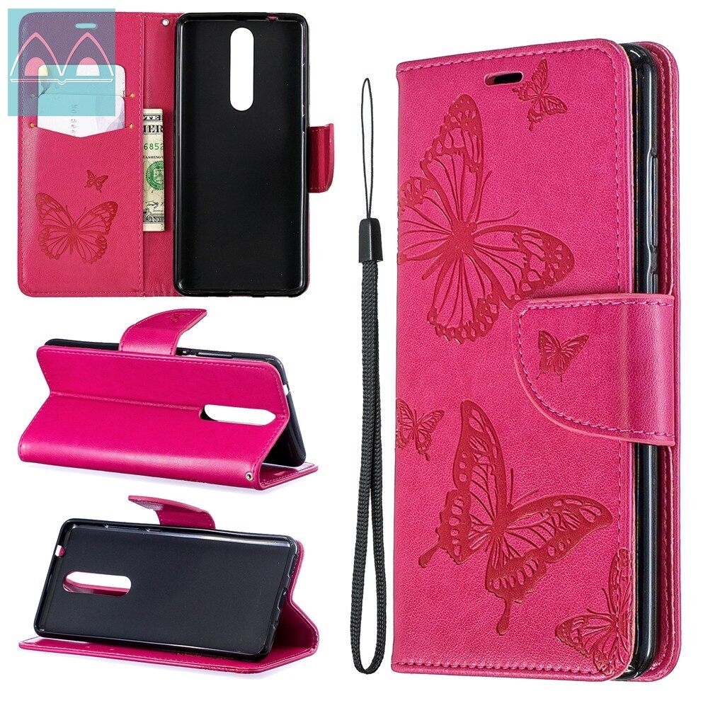 Flip Case For Nokia 1.3/2.1/2.2/2.3/3.1/3.2/4.2/5.1/5.3/6.2/7.2 PU Leather Butterfly Embossed Flip Wallet with Card Slots Stand Cover Casing