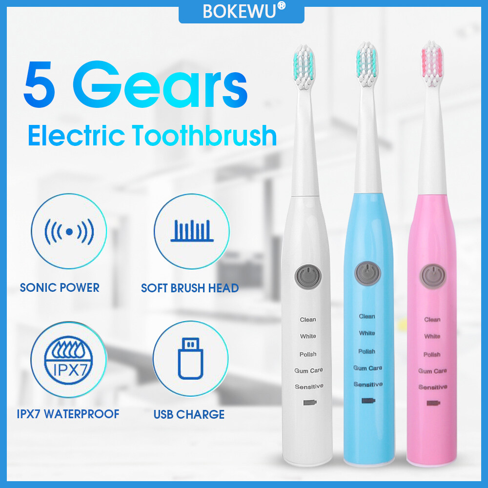 BOKEWU Có Thể Sạc Lại Bàn Chải Đánh Răng Điện Siêu Âm Mạnh Mẽ Tự Động