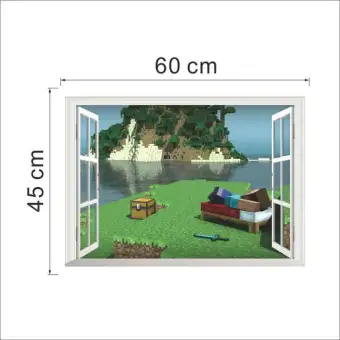 Cartoon Minecraft Wall Stickers For Kids Rooms Children 3d Window