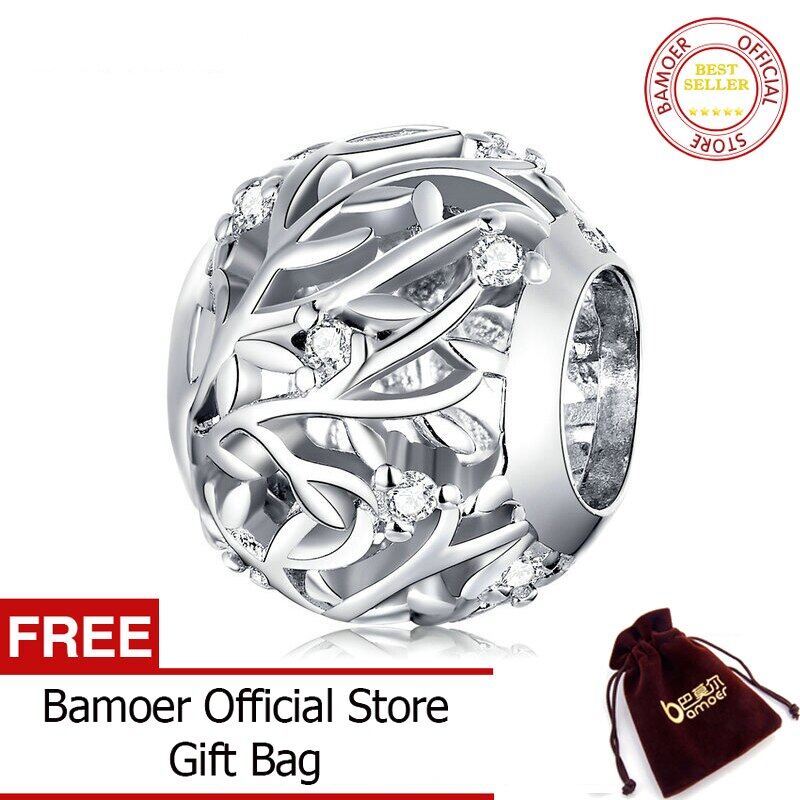 BAMOER 925 Sterling Silver Metal Round Beads for Women Jewelry Making Vine Charm fit Original Bracelet DIY Jewelry BSC256
