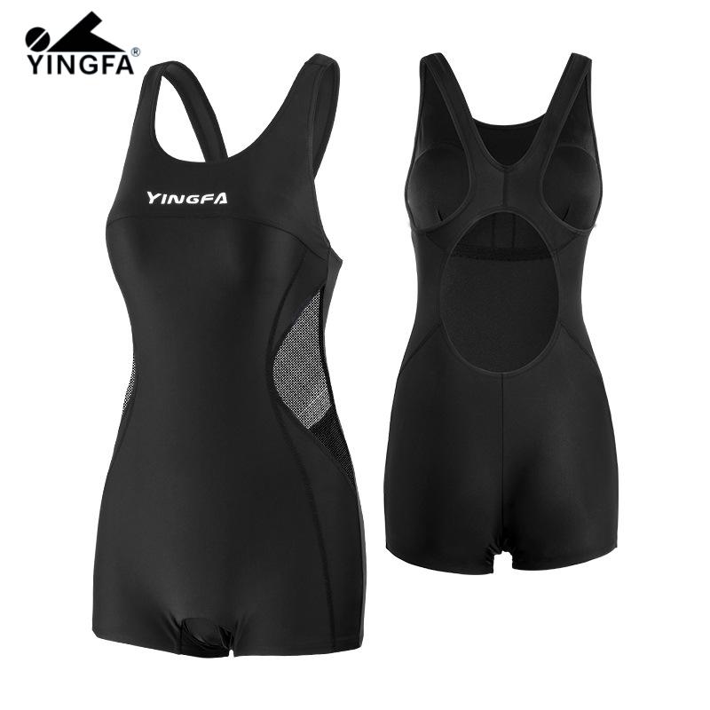 YINGFA Black Swimsuit Woman 2024 Slimmer Look Designer Korean Bathing Suit Female One Piece Sports Swimwear With Short Boxer