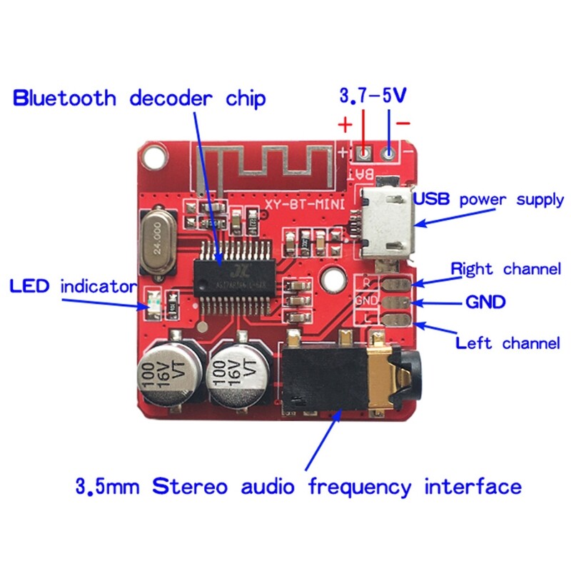 3.7-5V MP3 Bluetooth Lossless Decoder Board Car Stero Speaker Amplifier Module