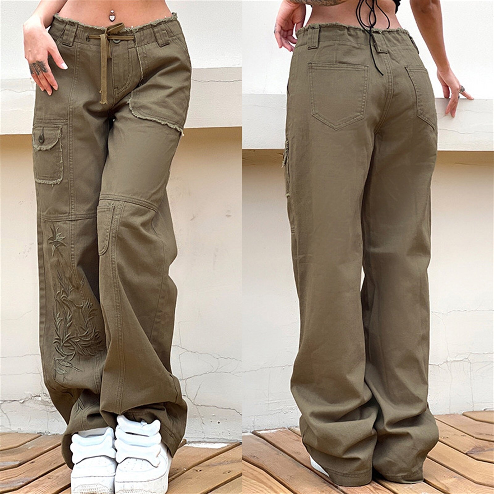 MagicLady Quần Túi Hộp Y2k Quần Baggy Cạp Thấp Quần Nỉ Họa Tiết Hoa Họa Tiết Dây Rút Thẩm Mỹ Cổ Điển Thời Trang Đường Phố Cho Nữ Thập Niên 2000