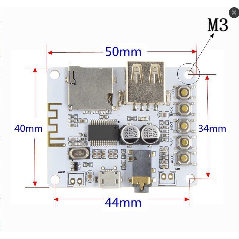 Bảng mạch thu âm thanh bluetooth 5V 2.1 giải mã nhạc stereo không dây có khe cắm thẻ USB TF A7-004-INTL