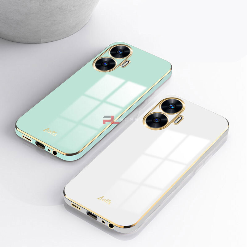 PlusCase for Realme C55 6D Plating Soft Case Lens Protector Square Frame Silicone Glossy Shockproof Phone Back Cover