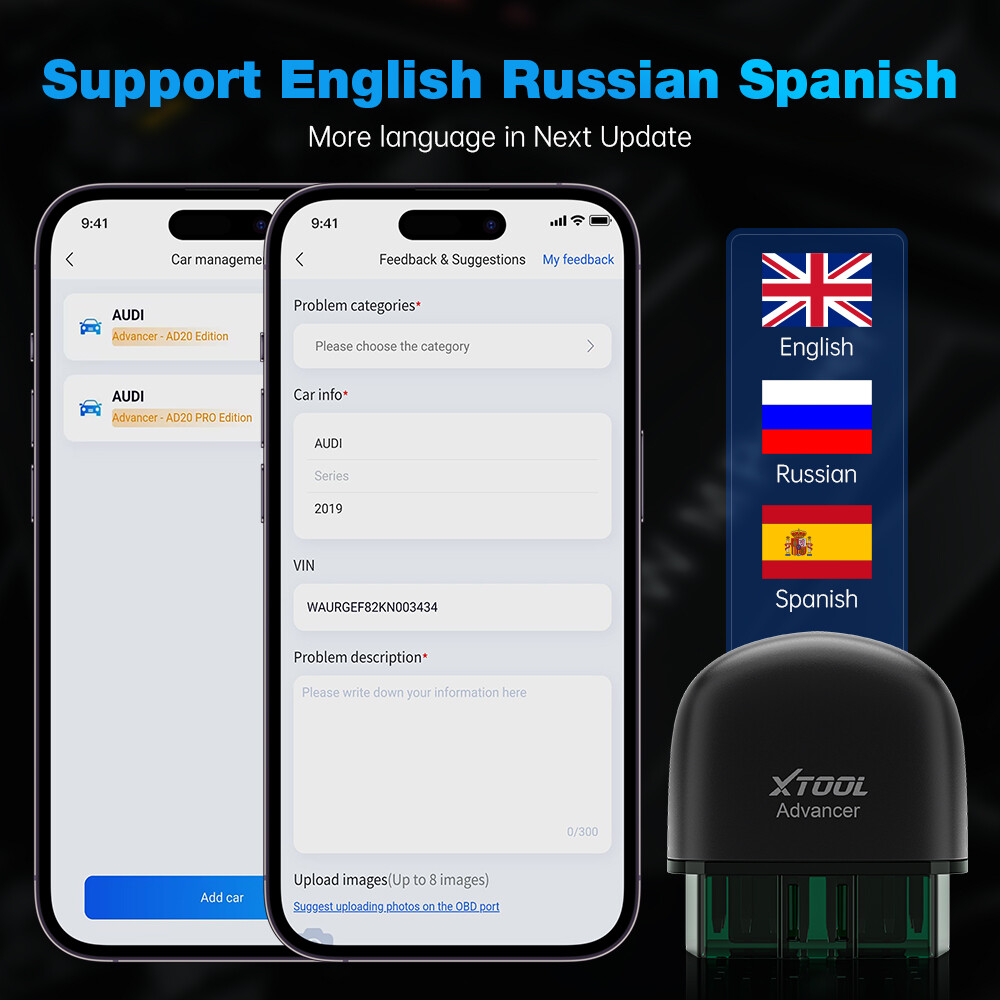 2023 mới nhất xtool ad20 advancer OBD2 máy quét Đầu đọc mã động cơ xe hơi thiết bị chẩn đoán Android /IOS tốt hơn so với ELM327/AD10 cập nhật