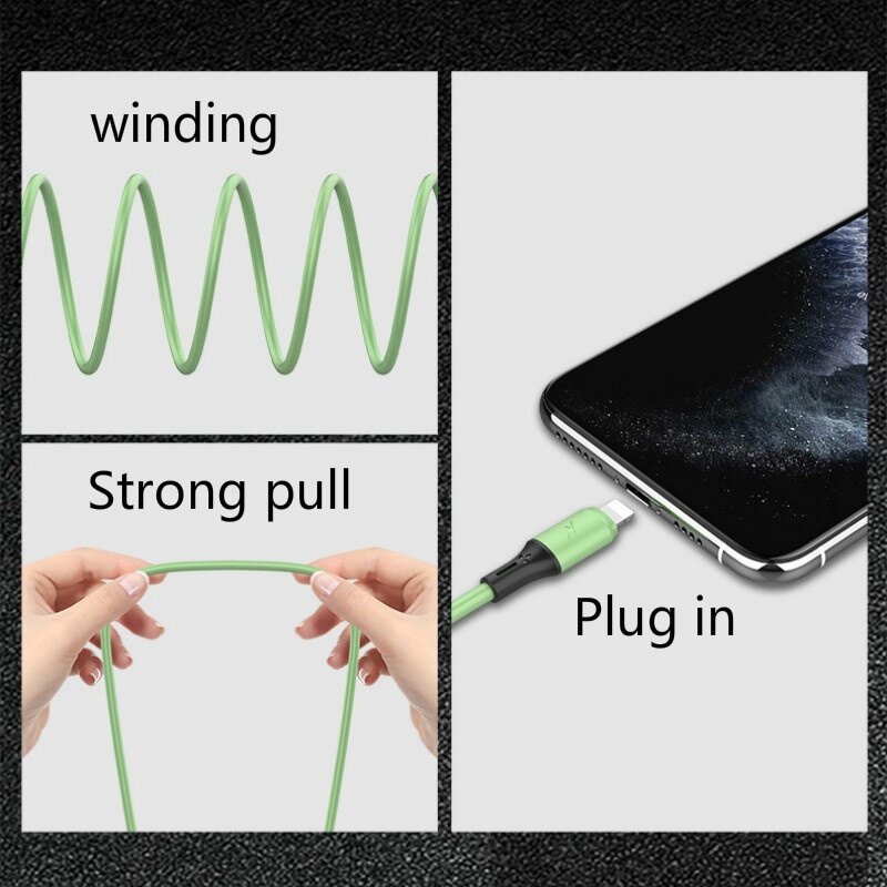 VAORLO 3 IN 1 Fast Charging Cable Liquid Silicone Material Multi-function Charger Cable USB-C Micro Type-C Lightning For Android IOS iPhone Samsung Huawei Oppo Vivo Xiaomi Fast Charging Cable