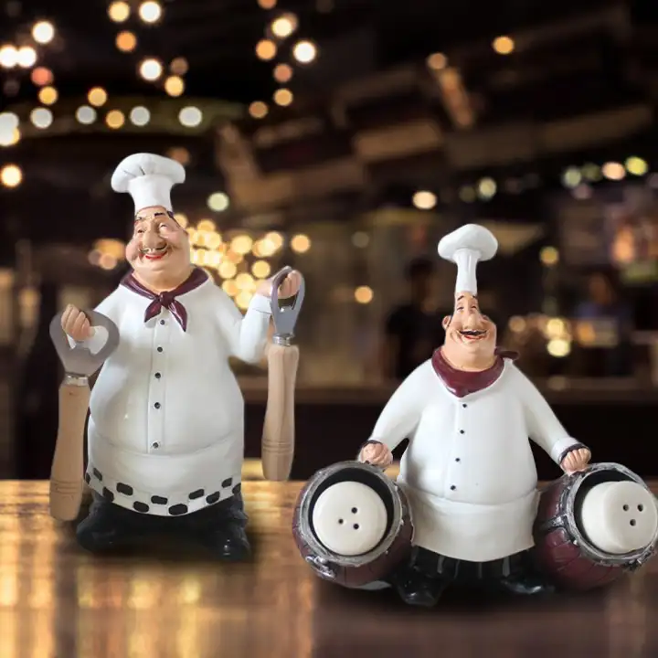 Rainrainbow Fat Italian Chef Figurines Resin Chef Kitchen Decor