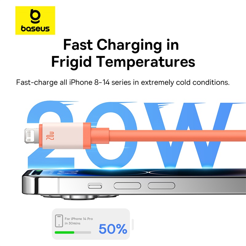 Baseus Chống Đóng Băng 20W Pd USB C Để cáp cho iPhone Sét 14 13 12 Pro Max Nhanh Chóng Sạc Loại C cáp cho iPhone iPad
