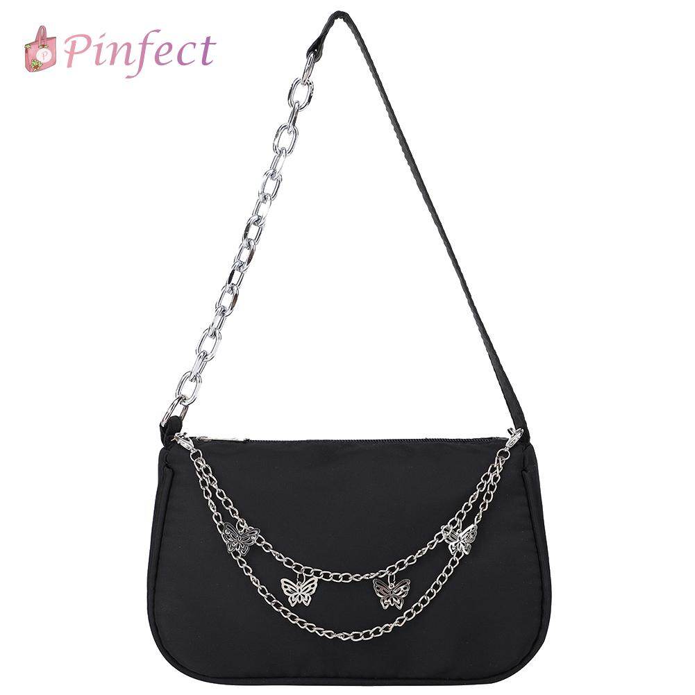 [Pinfect] Fashion Vintage Butterfly Chain Shoulder Bag Women Underarm Bag Casual Ladies Small Handbag