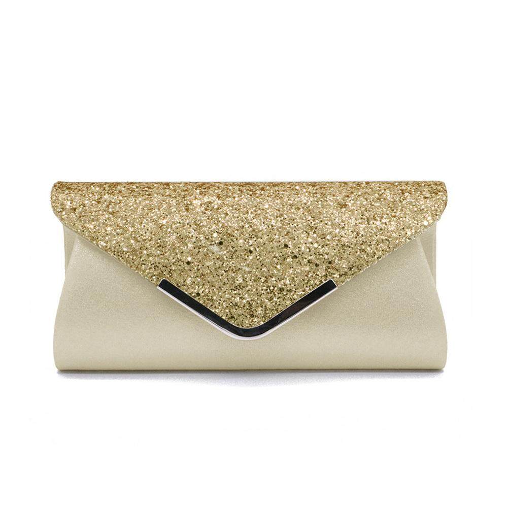 LADIES SHIMMER GLITTER BRIDAL PARTY EVENING PROM ENVELOPE CLUTCH BAG