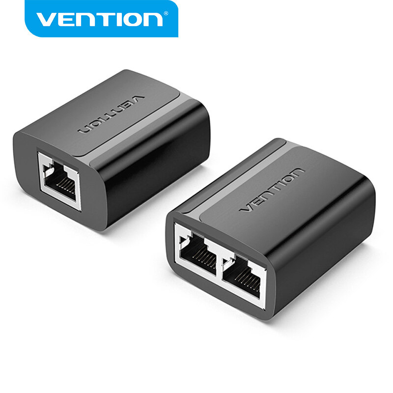 Vention RJ45 Splitter Connector Adapter 1 to 2 Ways Ethernet Splitter Coupler Contact Modular Plug Connect Laptop Ethernet Cable