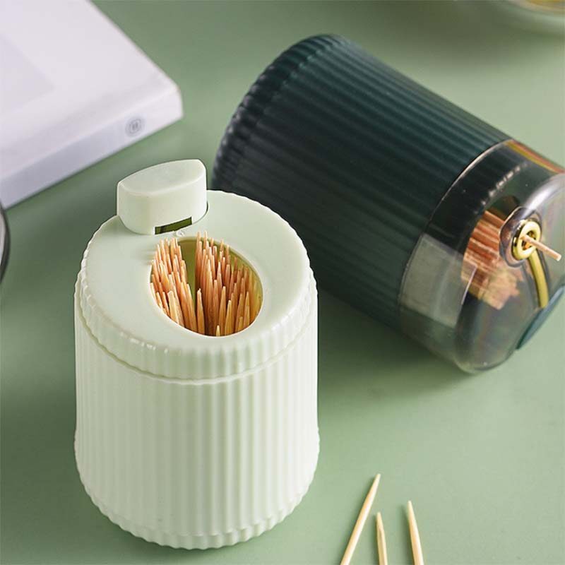 【YIDEA HONGKONG】Toothpick Box Toothpick Dispenser  Automatic Eject Toothpick Jar Holder Household Convenient