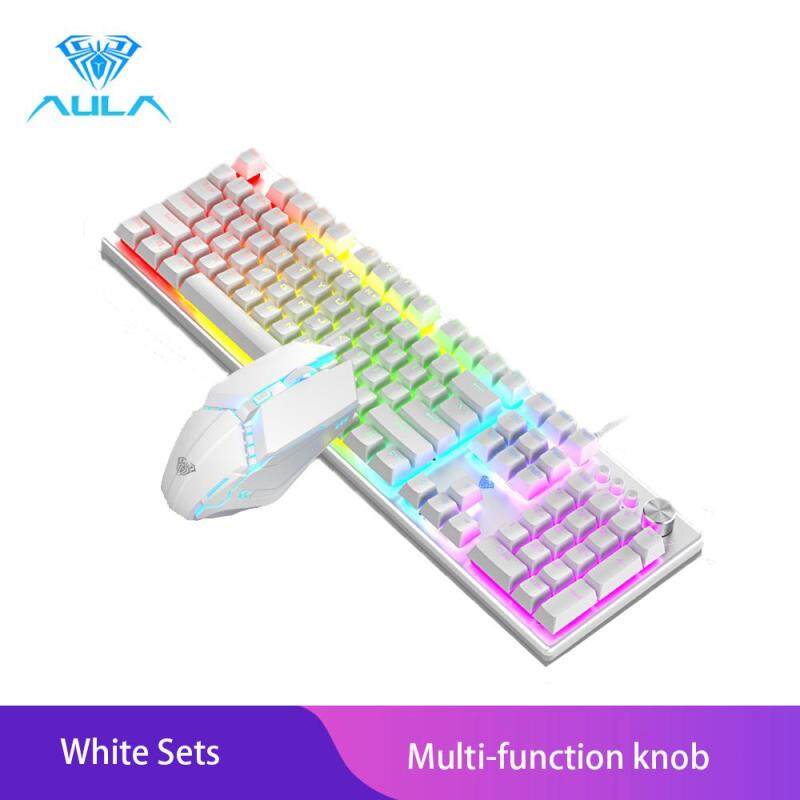 AULA T200 Gaming Keyboard And Gaming Mouse Combo Colorful Backlight With Multi-function Knob Singapore