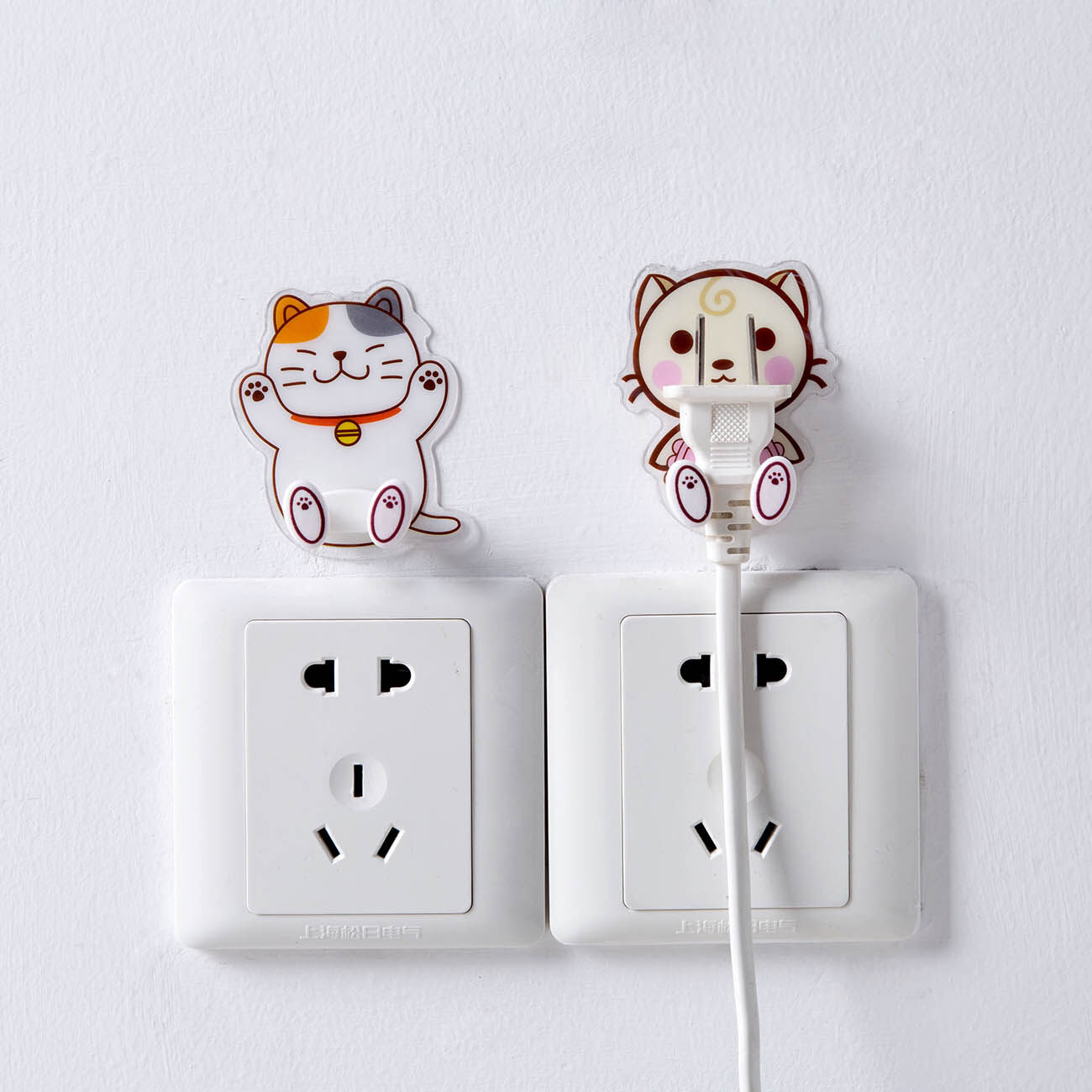 Homenhome Nội Thất Dính Ổ Cắm Móc Nhà Bếp Wall Mount Power Cắm Chủ Khung Nhựa Dán Mạnh