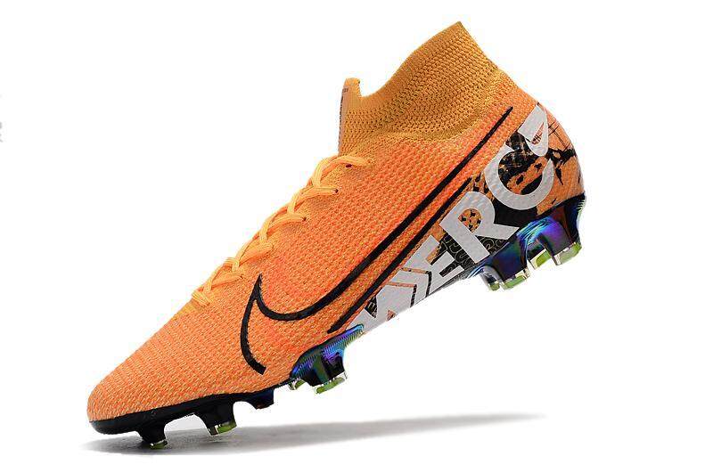 Stok Tersedia Asli Nike_MercurialSuperfly 7 Elite FG Cleat Sepakbola Pria FIRM-Tanah Sepatu Bot Sepak Bola Sepatu Flyknit360 Sepatu Sneaker Luar Ruangan Jingga Hitam Putih Ukuran: 39-45